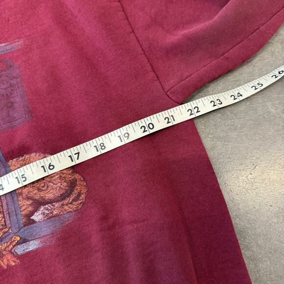 Vintage Y2K Kitten Spring Floral Maroon Crewneck Sweatshirt Longsleeve Medium - Picture 4 of 5